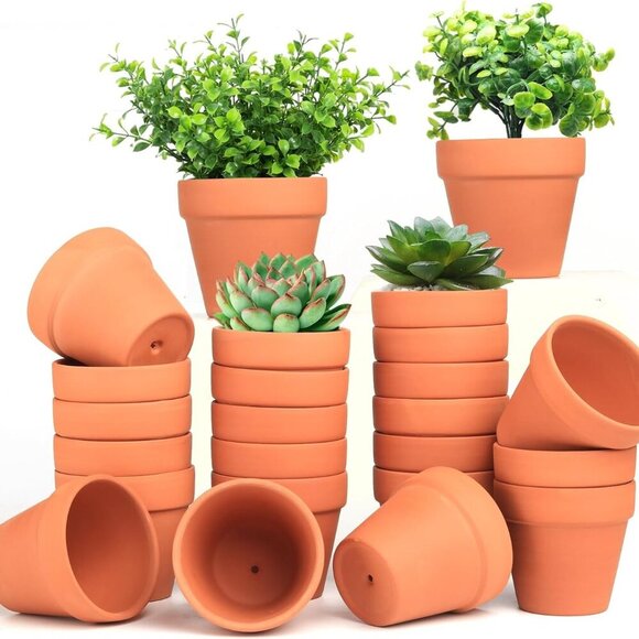 Terra Cotta Pots, 24 Pack 3.15 Inch Mini Clay Pot with Drainage Holes,Cactus Flo - Picture 7 of 8